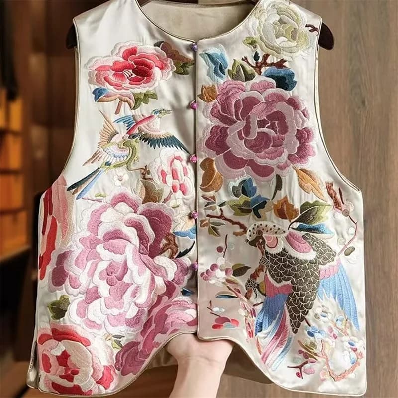 Gilet femme vestes femme nouveau gilet chinois brodé femme Unique et Unique Super beau Style léger m