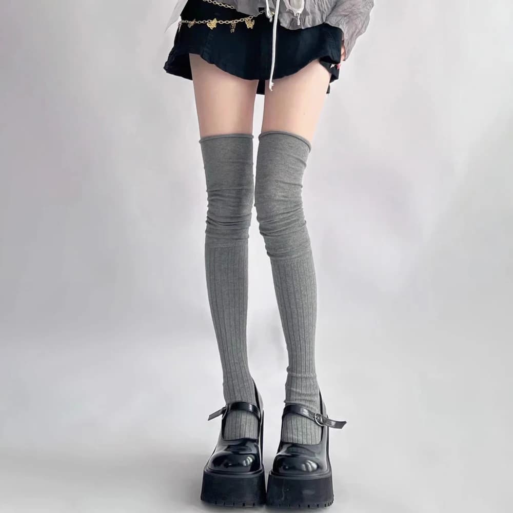 1/3/5 paires femmes classique rayé genou haut bas à la mode polyvalent noir blanc gris couleur unie 
