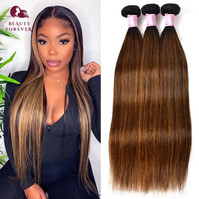Balayage-Bundles de cheveux humains bruns Body Wave, Bundles de tissage de cheveux humains colorés, 