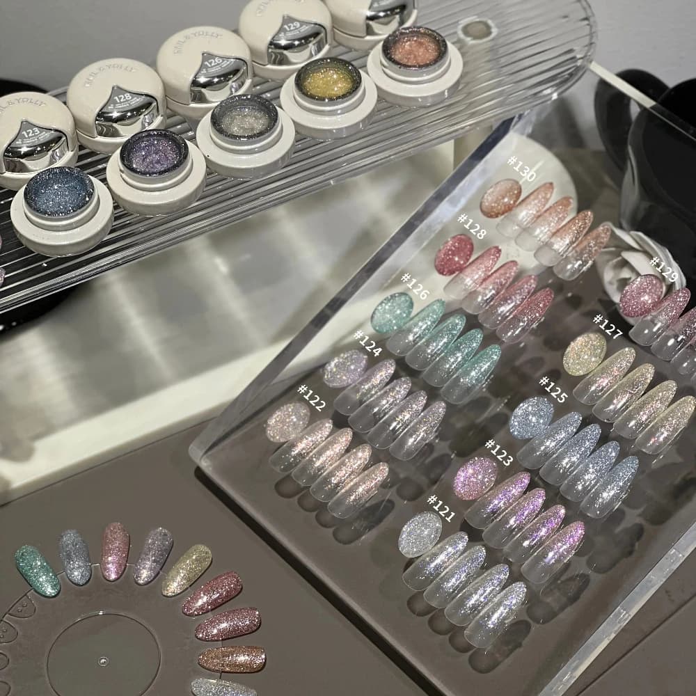 10 Couleurs 5ml Vernis Gel Pailleté Réfléchissant Argent Rose Brillant Semi-Permanent Fournitures On