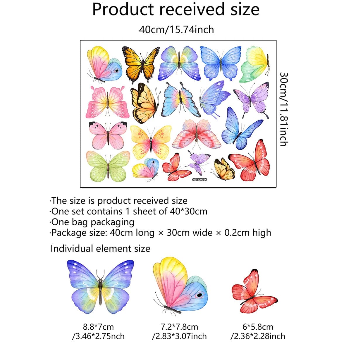 Autocollant mural papillon aquarelle, papier peint auto-adhésif pour décoration de salon et de chamb