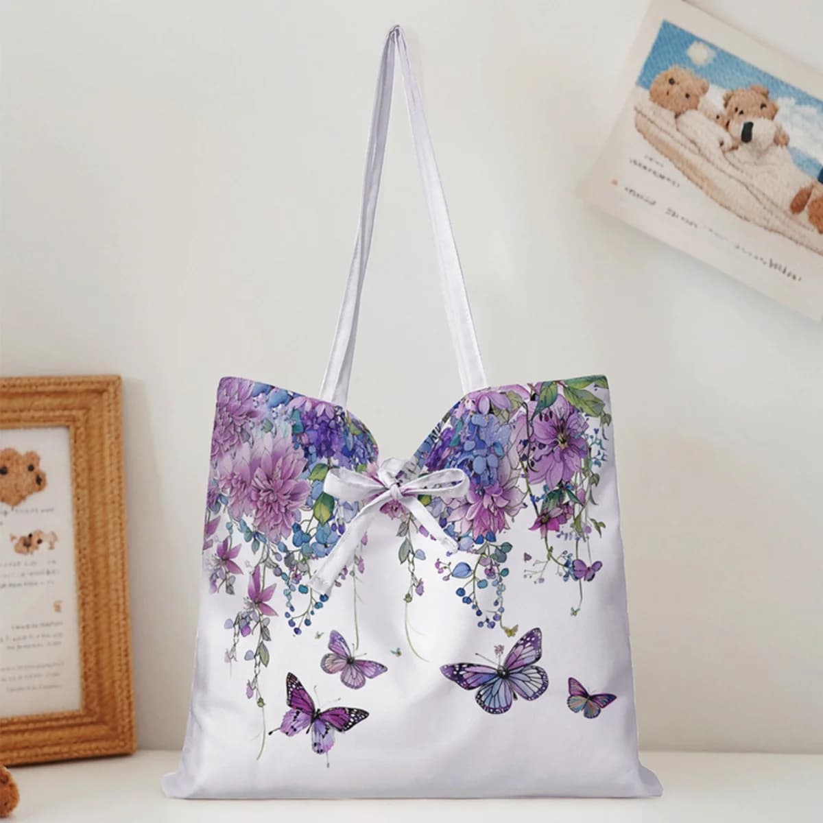 Sac fourre-tout mignon pour femmes, portable, polyvalent, motif lettres et dessins animés, sac à mai