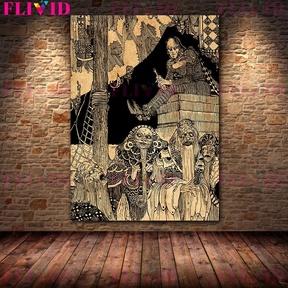 Toile d'art mural Vintage, peinture gothique, vie de Vampire dans la Renaissance, affiche d'art et d