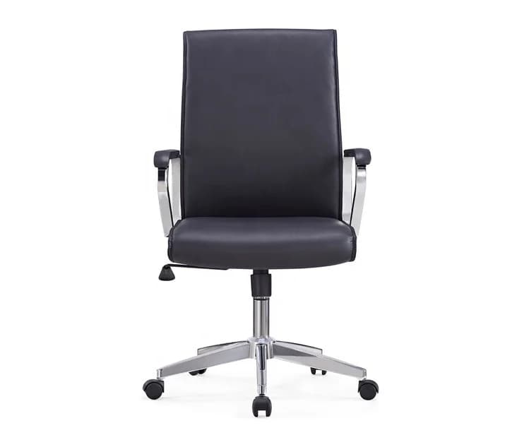 Chaise de bureau pivotante et roulante en cuir inclinable à dossier bas, Design moderne de haute qua