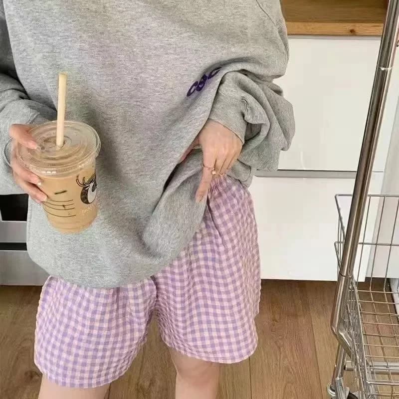Pyjama en coton pour femmes, bas doux, imprimé à carreaux, ample, nouvelle collection été 2024