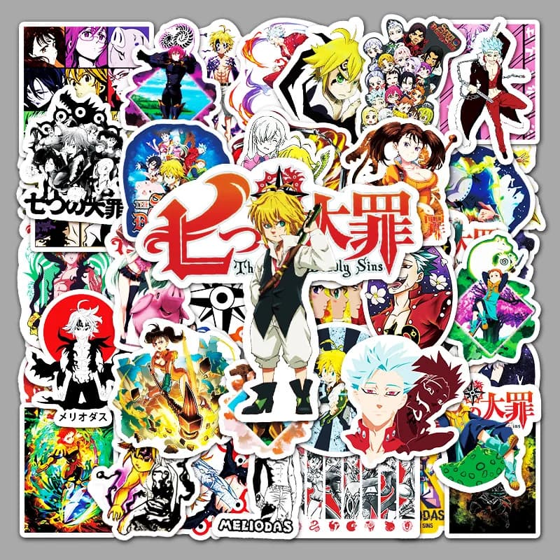 10/30/50 pièces sept péchés capitaux ‌   Dessin animé Anime Graffiti autocollants décoratifs personn