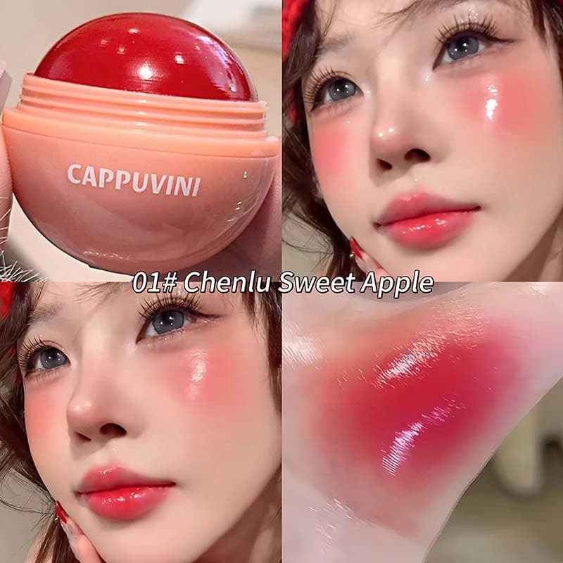 Fard à joues crème hydratant et illuminateur 3D effet naturel rouge vif, teinte naturelle pour les j