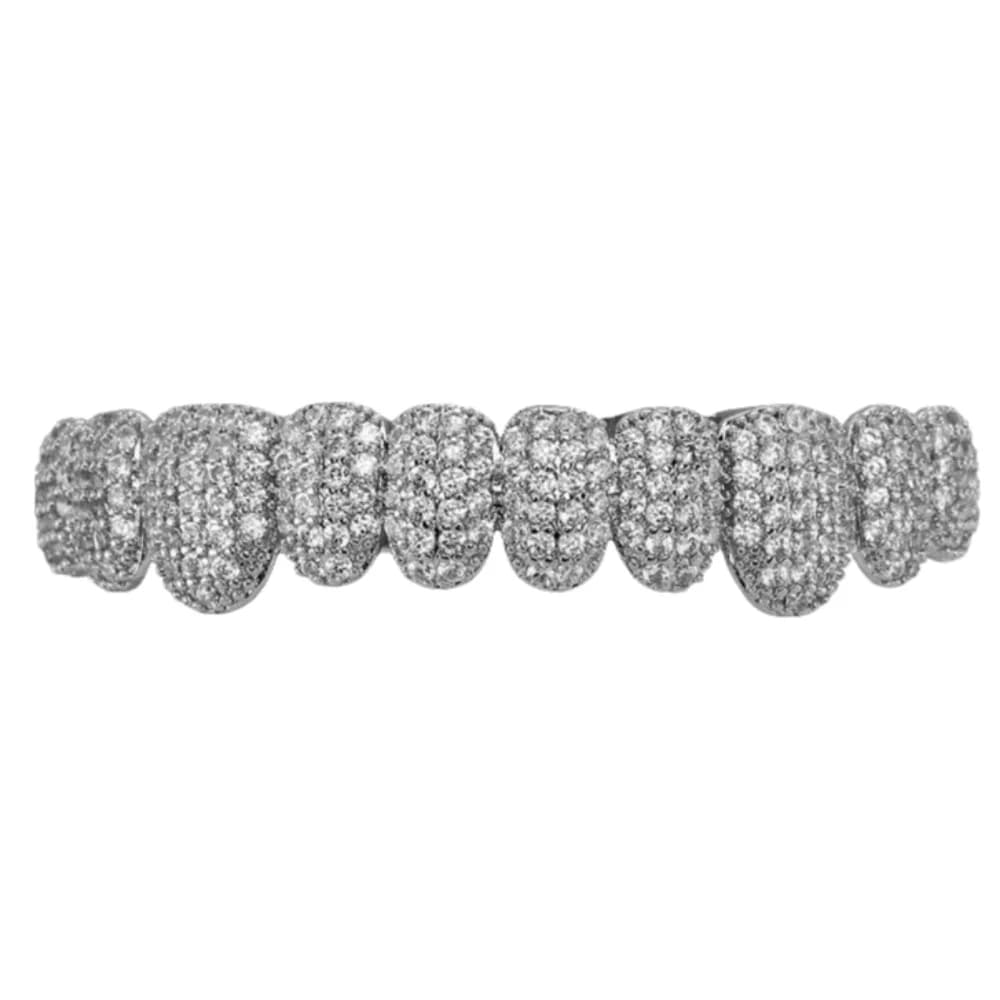 Ensemble de dents Grillz pour unisexe, haut et bas, couleur argent, grilles, capuchon dentaire amovi