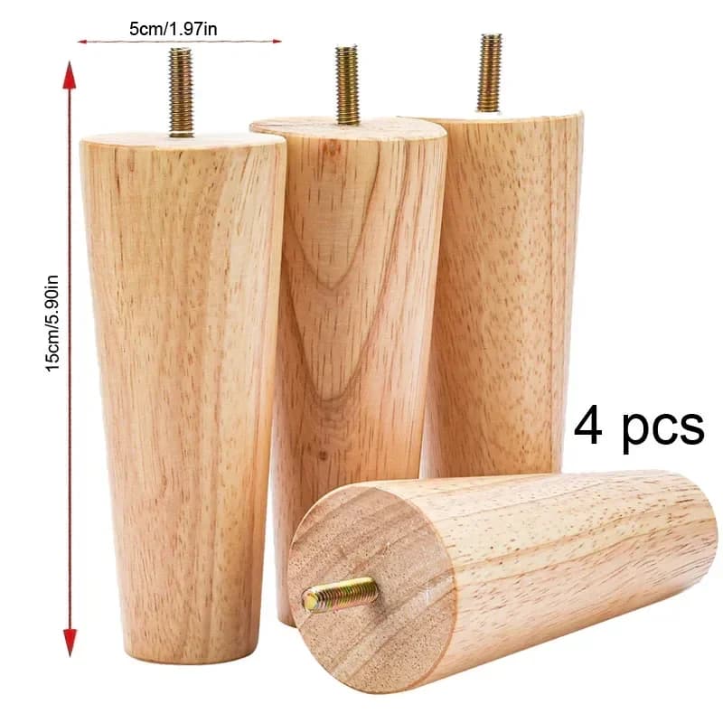 Hauteur 8 cm-40 cm 4 pièces pieds de meubles en bois pieds de canapé coniques pieds de meubles de re
