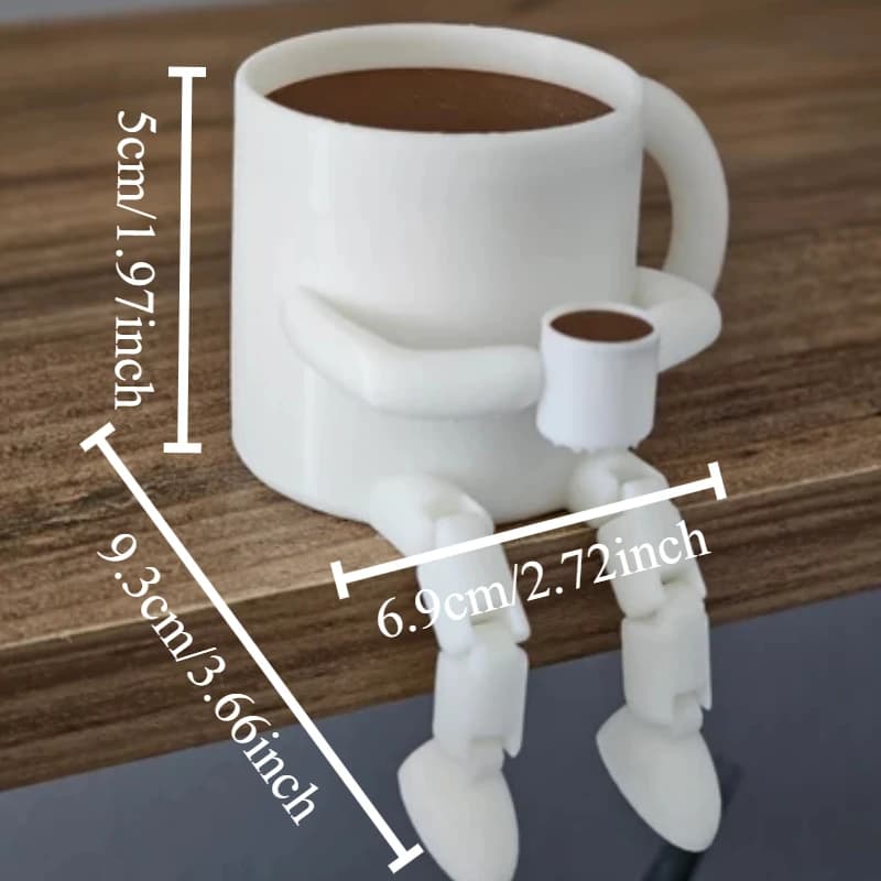 Ornement de tasse à café articulé imprimé, motif grain de café marron mignon, décoration en résine d