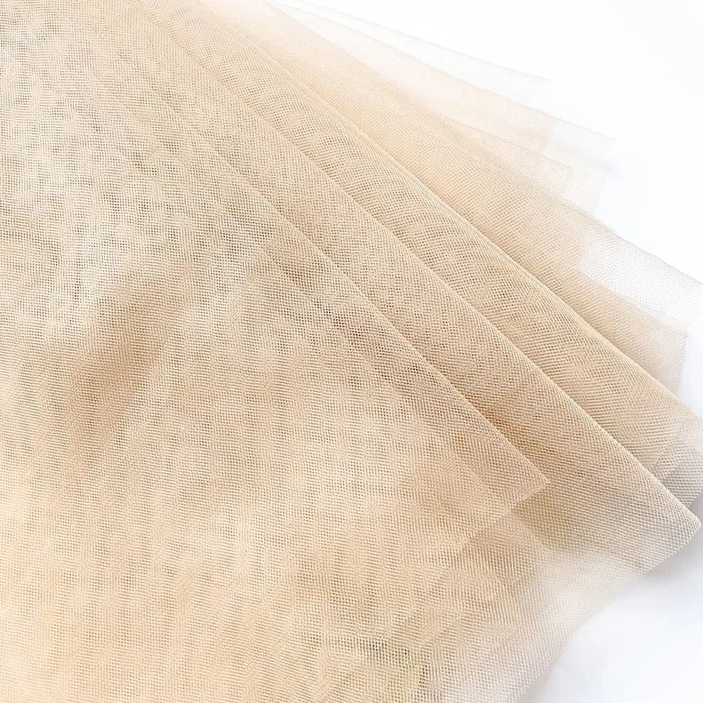 Tulle en maille extensible en nylon couleur chair unie, tissu doux et fin pour vêtements DIY, voiles
