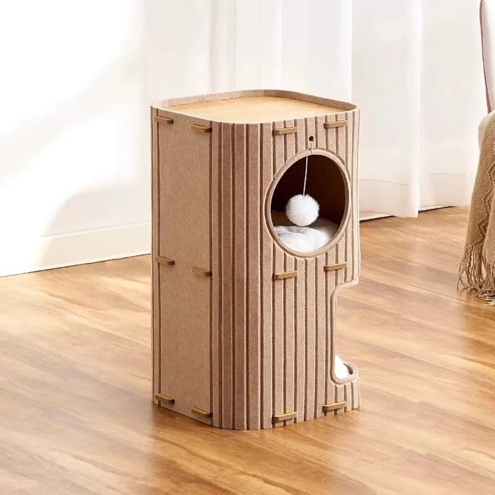 Maison pour chat de style japonais à 2/3 étages, tout-en-un avec trous, château pour chat, lit cylin
