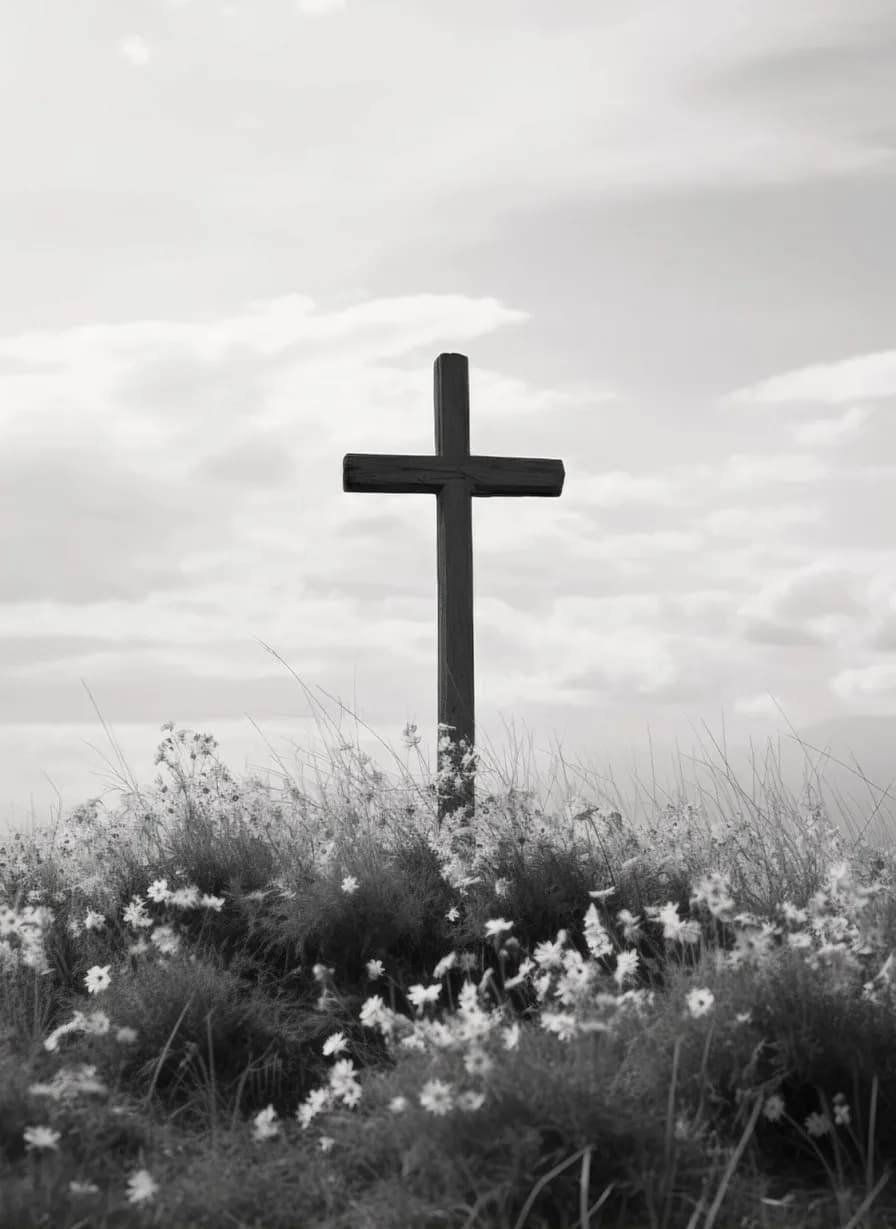 Peinture sur toile 2D – Affiche murale religieuse moderne Jésus Croix de la Foi en noir et blanc sur