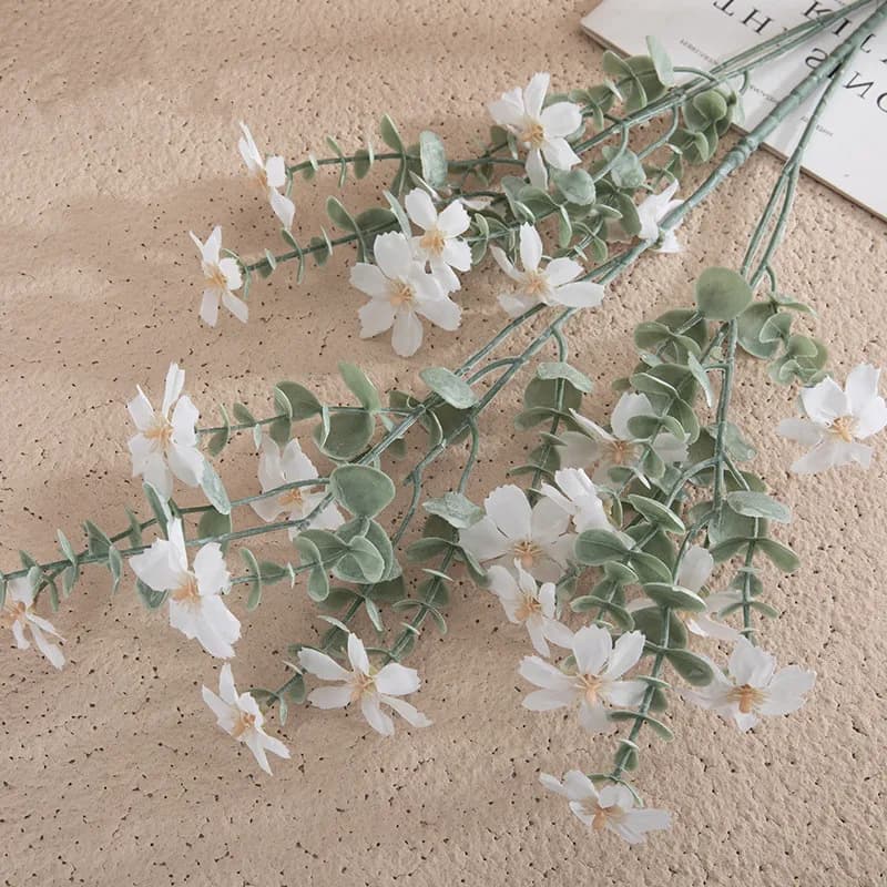 Fleurs de soie pour bouquet de mariée de mariage, 3 fourchettes, orchidée dansante, plantes roses, a