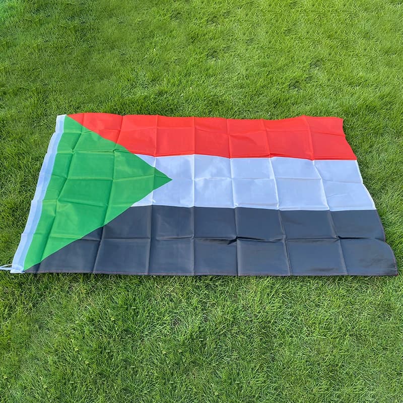 Drapeau National du Soudan en Polyester Imprimé Double Face, Bannière Décorative, 150x90cm