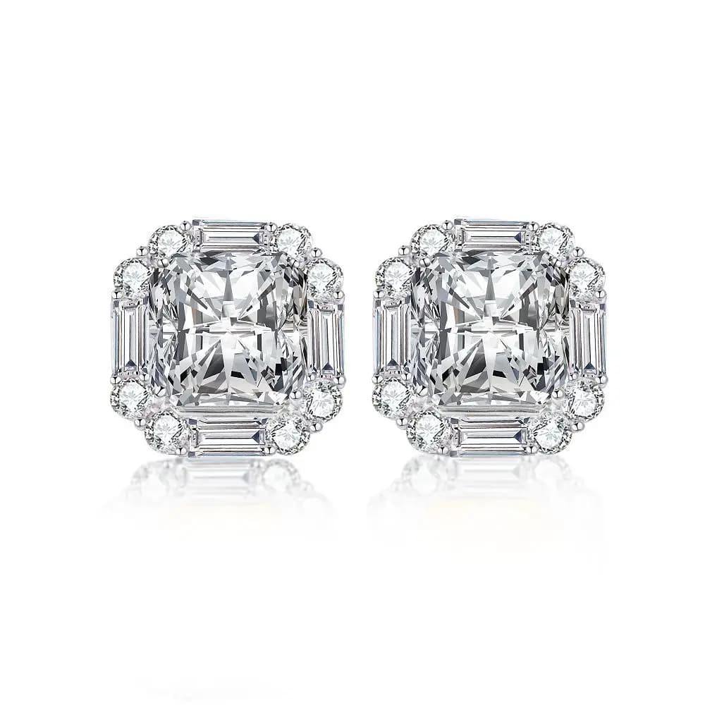 Boucles d'oreilles de luxe en or blanc et platine massif PT950, diamant rose, poudre de cerise ins w
