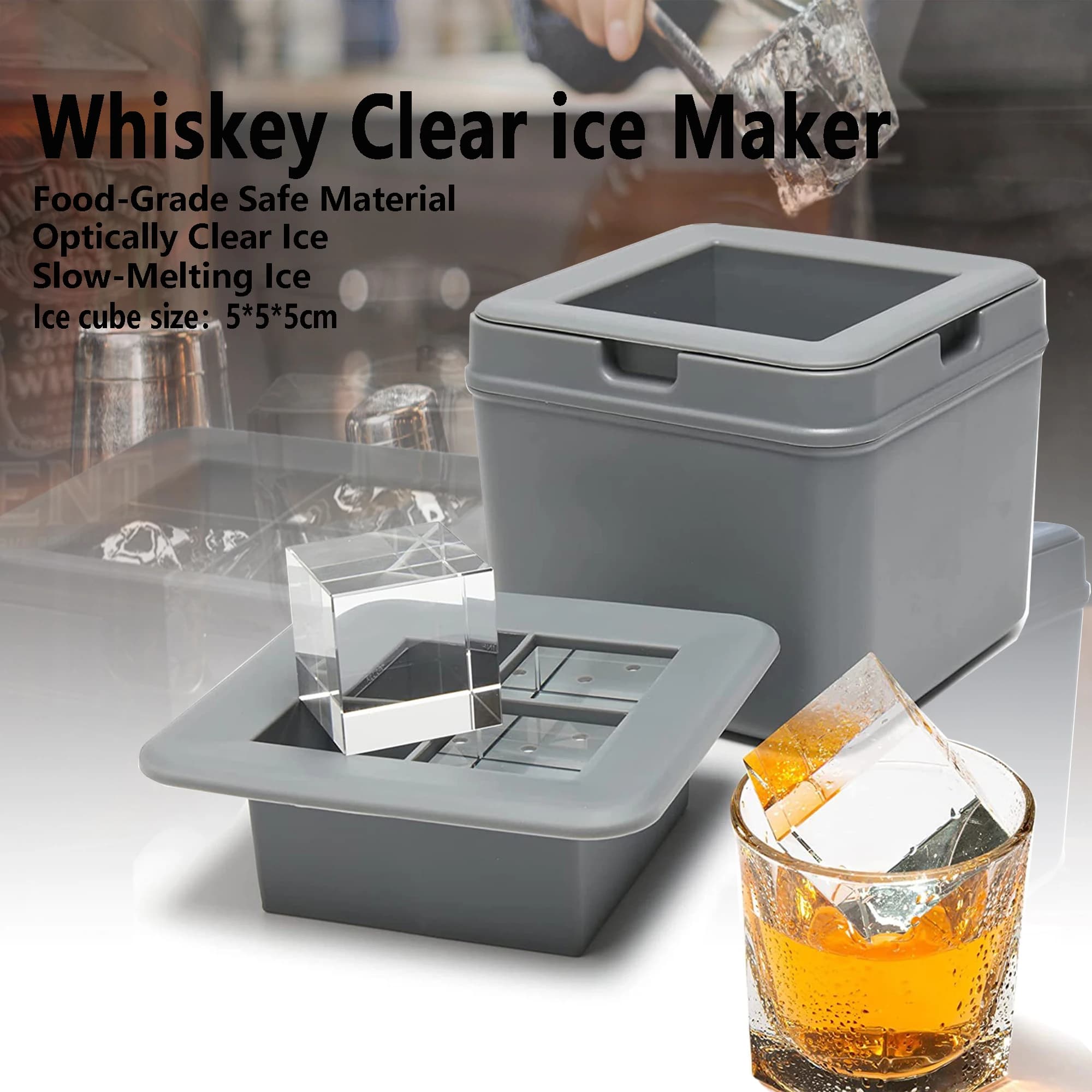 4 grands glaçons carrés transparents en cristal, libération facile, sans BPA, en Silicone, pour Cock