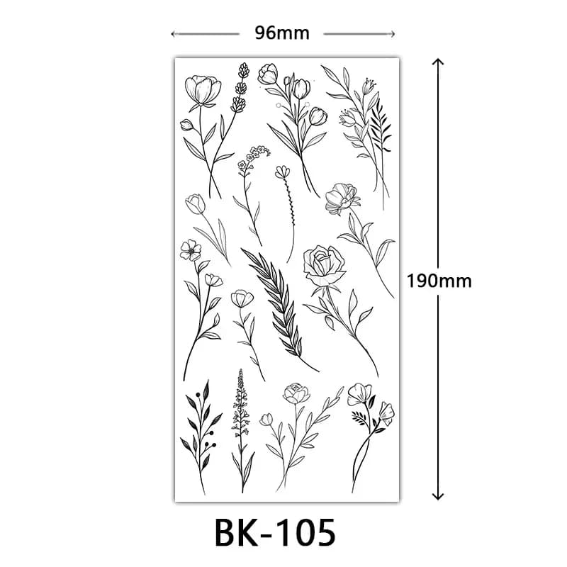 Autocollant de tatouage de croquis de tatouage de fleur noire tatouage de fleur de Rose tatouage tem