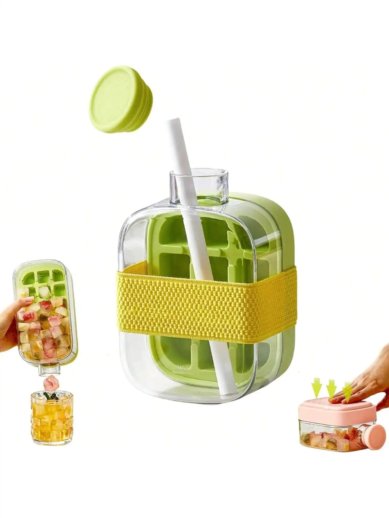 My Crush Cup Ice Tasse de bouteille de glace d'été fraîche 2 en 1 avec paille plateaux à glaçons san