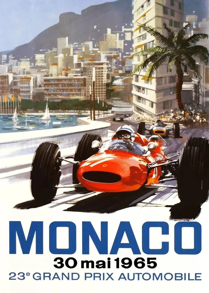 Monaco Grand Masters-Affiche Vintage Rétro 1967, Impression sur Toile, Décor Mural de Course de Voit