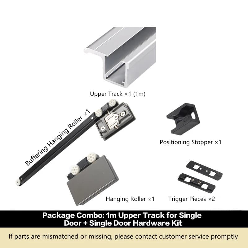 Kit de quincaillerie pour porte coulissante sans rail inférieur avec amortisseur de fermeture douce 