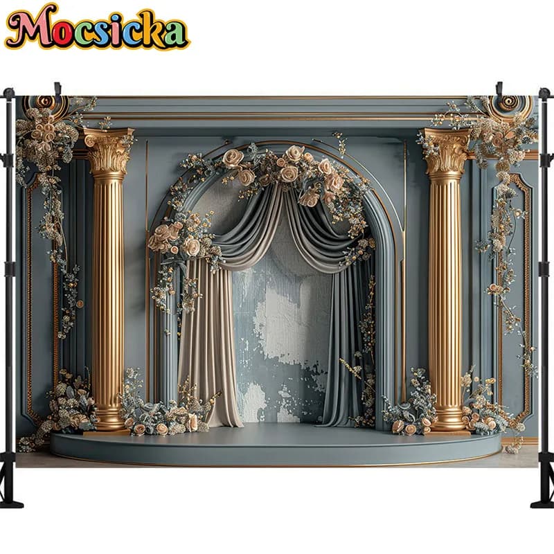 Mocsicka-Fond de photographie bohème, marbre bleu, décoration de sol Eall, toile de fond de portrait