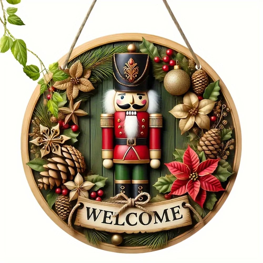Panneau mural décoratif casse-noisette de noël Vintage, Plaque de bienvenue en bois fabriquée avec t