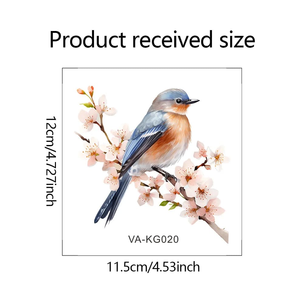 Autocollant mural en PVC imperméable avec fleurs et oiseaux peints, pour chambre à coucher, salle de