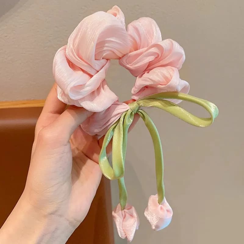 Mignon chouchou en forme de tulipe pour filles, accessoire de mode pour cheveux, bandeau, élastique 