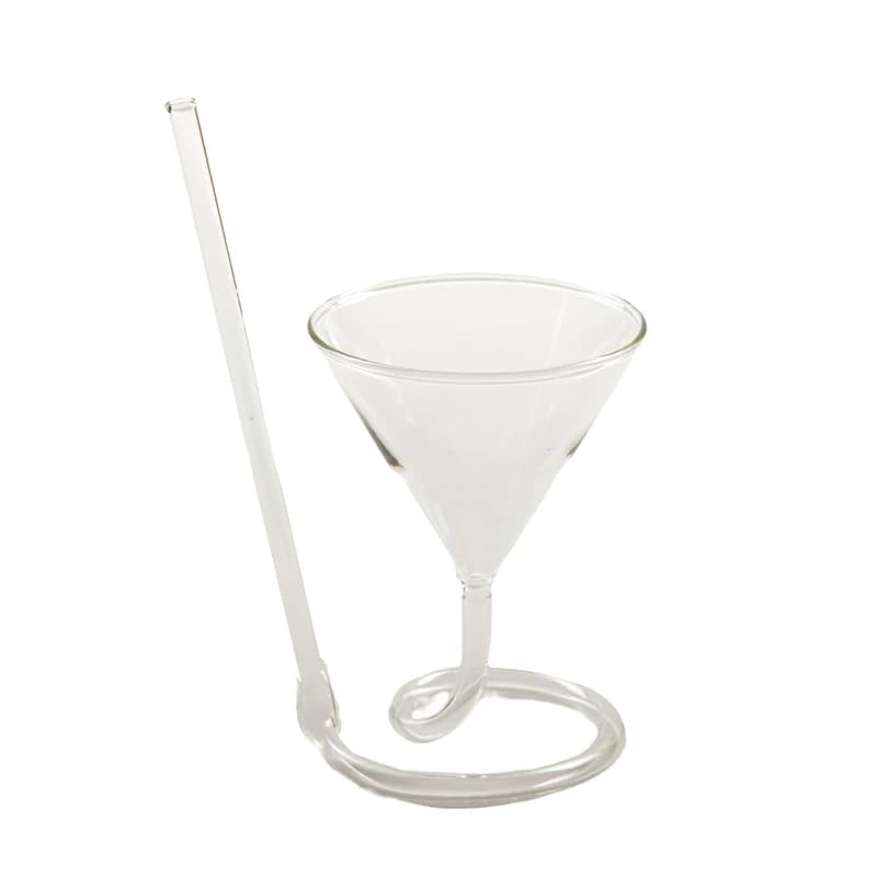 Verre à Cocktail en Spirale Révolupté, Martini Créatif à Longue Queue, Paille à Vin pour Bar, Fourni