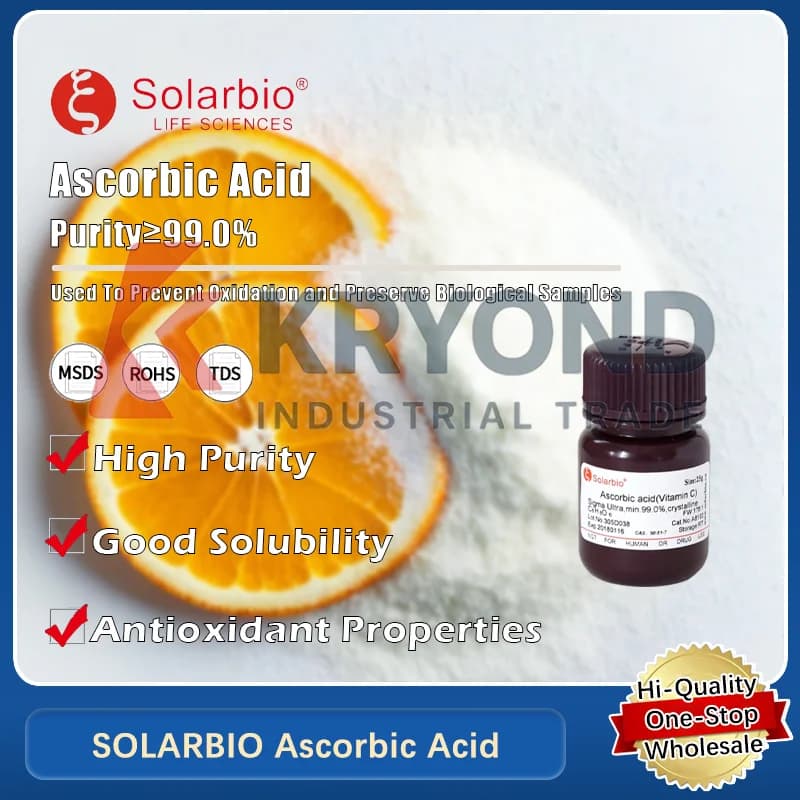 SOLARBIO Acide Ascorbique Vitamine C (Acide Ascorbique) pour Applications Antioxydantes et De Labora