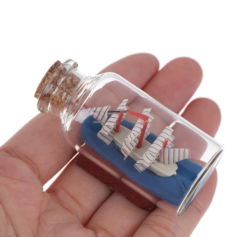 Bateau à voile de sable de coquillage de plage, mini-indicateur HI, décoration en verre de jardin, d