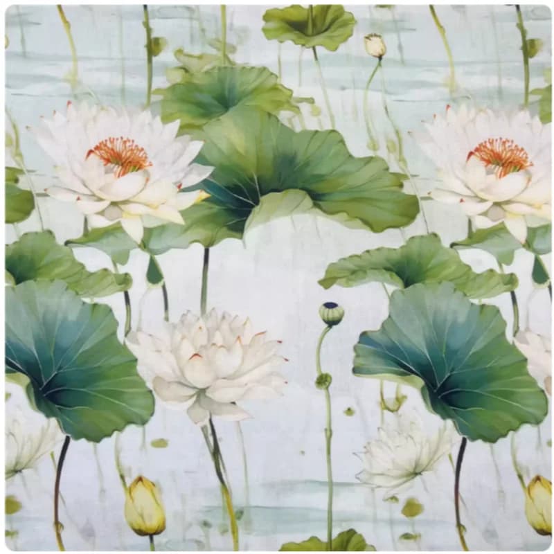 Tissu en coton pur imprimé de fleurs de lotus d'été pour patchwork fait main, couverture de carnet, 