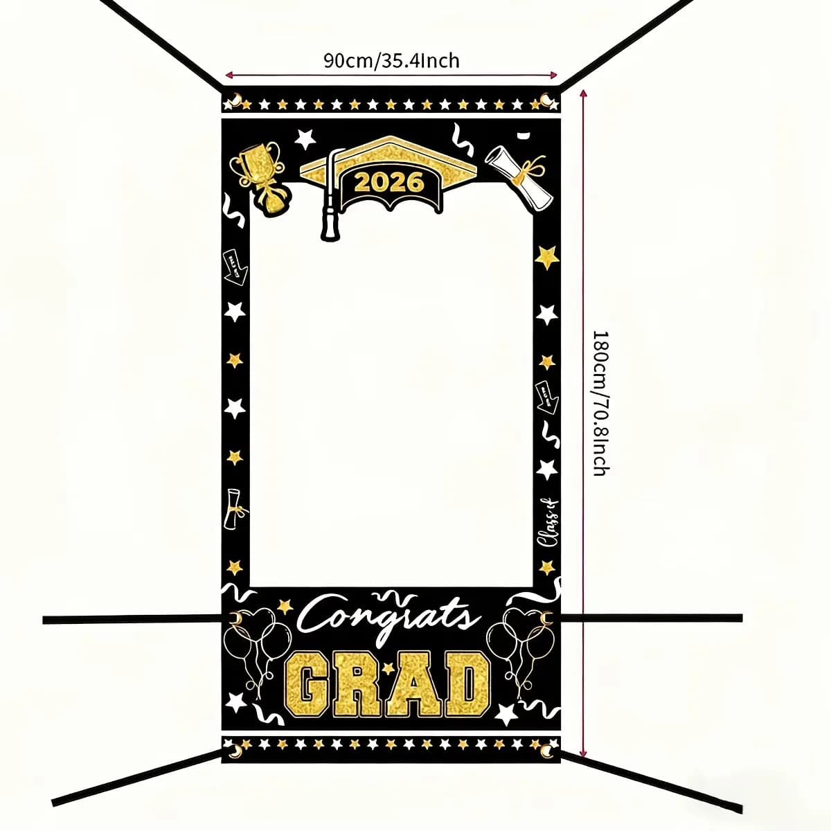Accessoire de photomaton de remise de diplôme 2026, fond « Félicitations diplômé » et décorations de