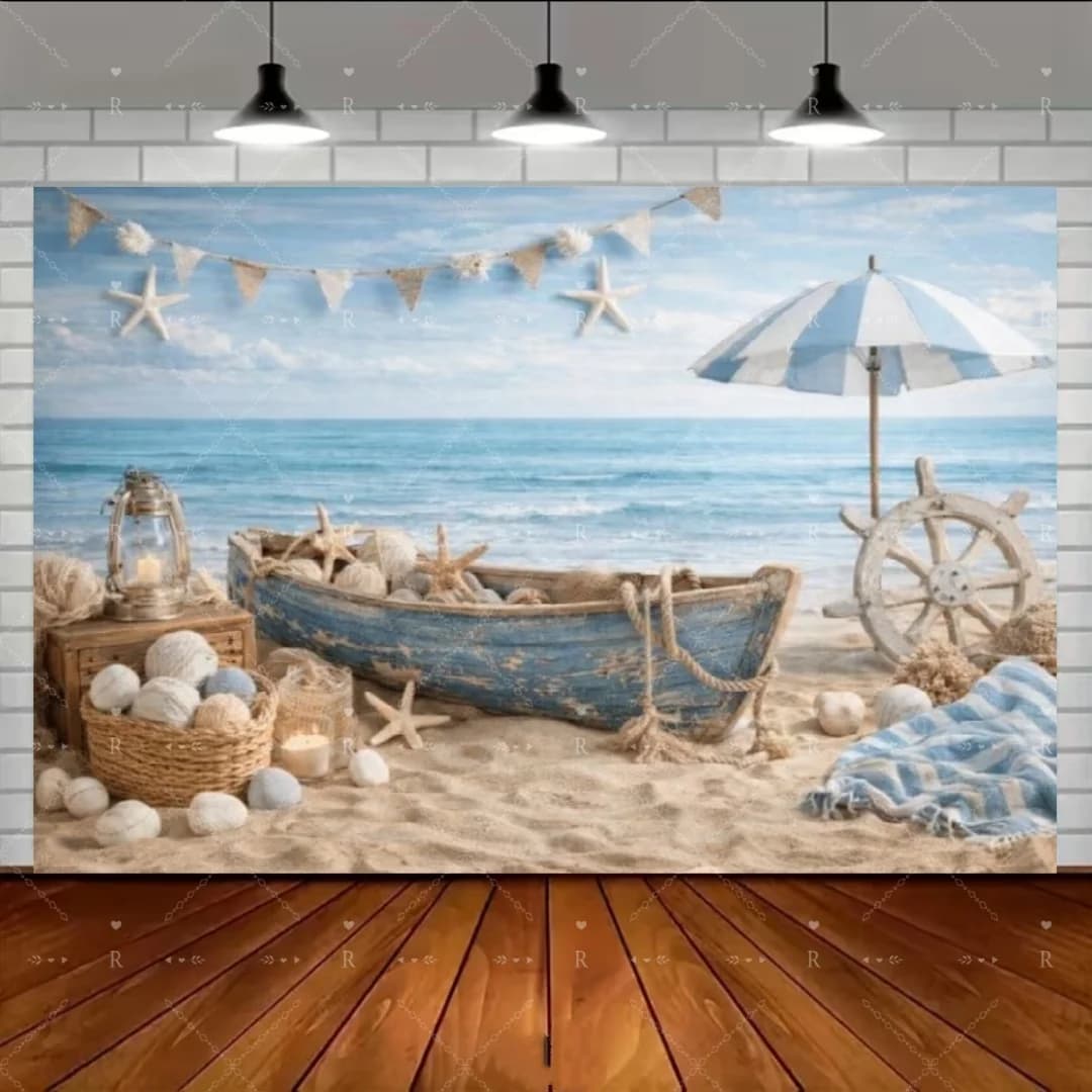 Décor de Fond Nautique Phare, Cabine de Bateau, Planches de Bois, pour Fête Garçon Fille, Anniversai