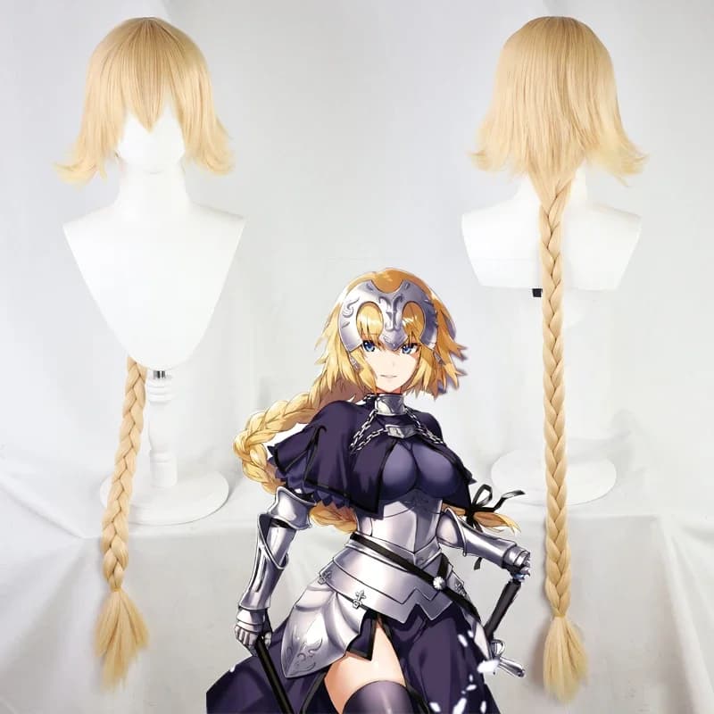Perruque Synthétique Tressée Blonde Longue pour Costume d'Halloween, Fate Apocpoppha Cosplay, Jeanne