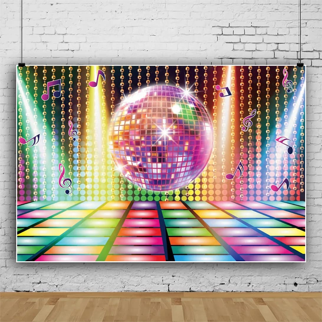 Disco paillettes fête décoration fond 90s Boogie musique danse scène fête brillant lumières rétro vi