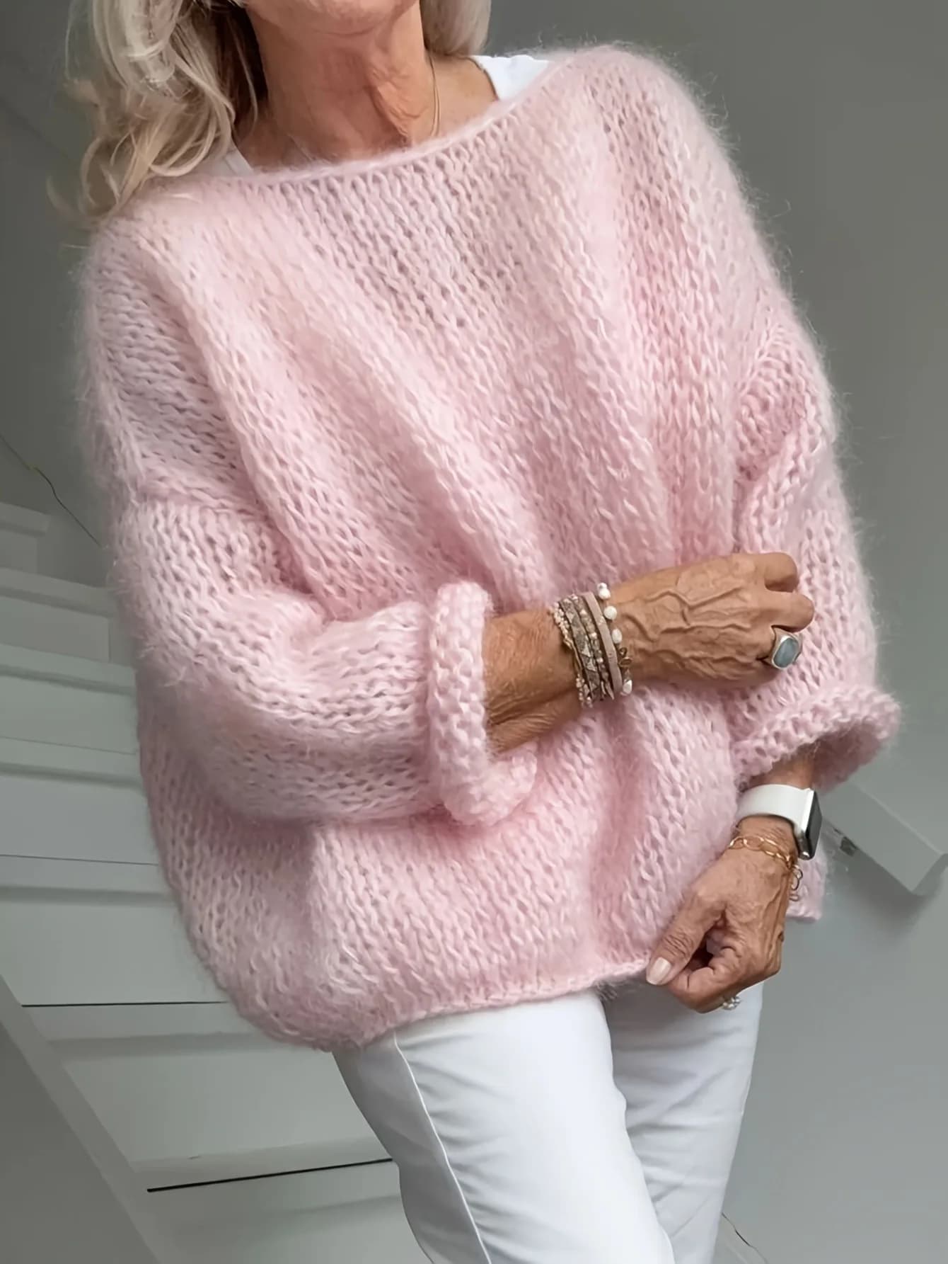 Pull en laine rose pour femme, haut tricoté, vêtements décontractés en laine, automne et hiver, 2025