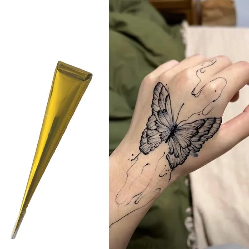Crème de tatouage au henné indien naturel, pâte de tatouage temporaire marron noir pour peinture cor