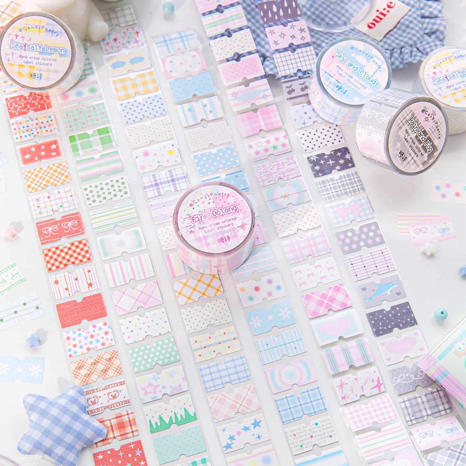 Étiquettes autocollantes crème, série mignonne, joli ruban en papier décoratif rétro, 6 paquets/LOT