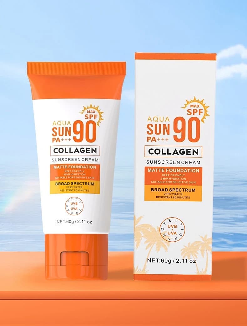 Lotion solaire SPF90+, protection UV estivale, barrière protectrice pour le visage, formule rafraîch