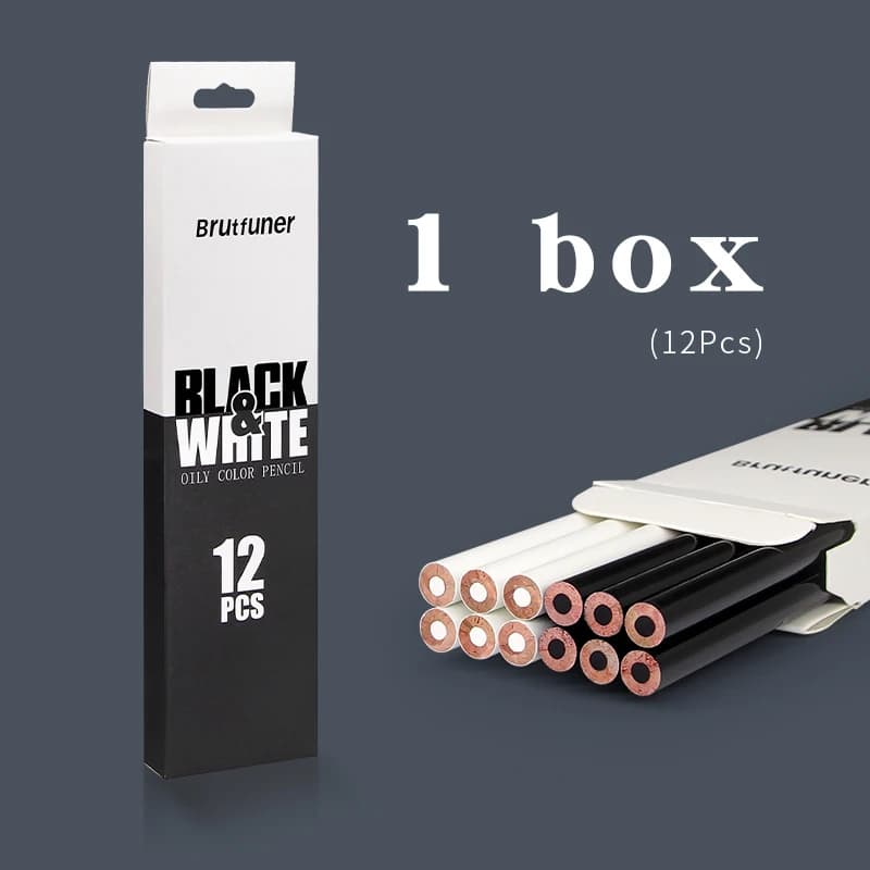 Crayons de couleur noir et blanc 12/50/100 crayons de couleur à l'huile crayons de dessin de couleur