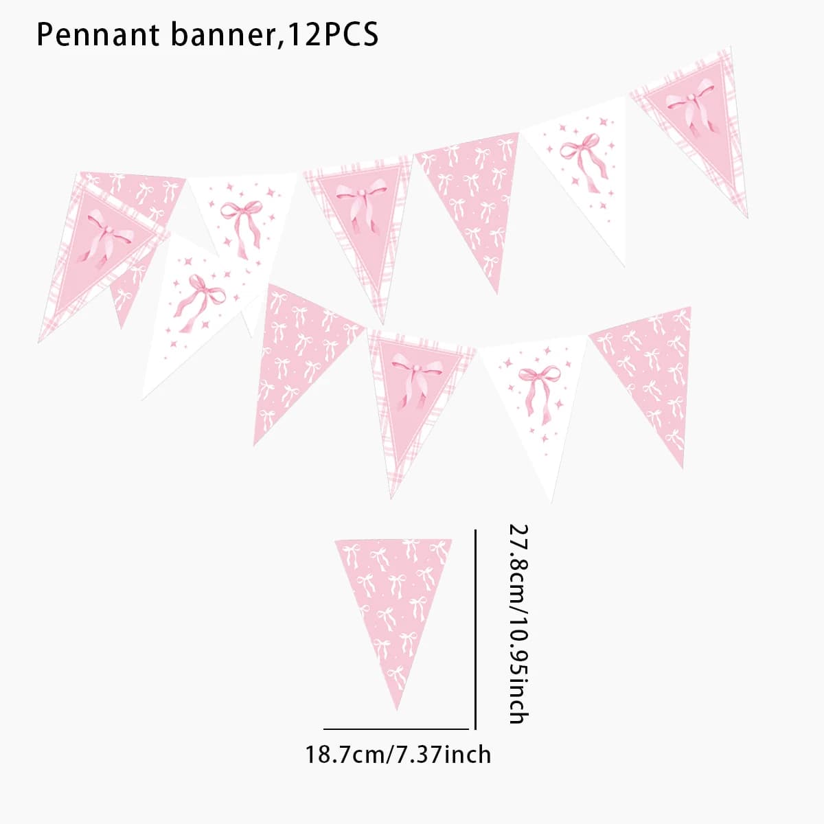 Décorations de bannière de fête à nœud rose, banderole triangulaire pour mariage, réception nuptiale