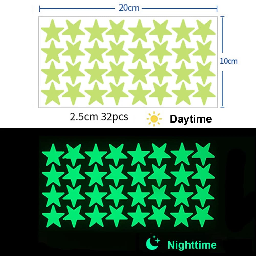Autocollants muraux étoiles lune 3D qui brillent dans la nuit, autocollants lumineux créatifs pour p