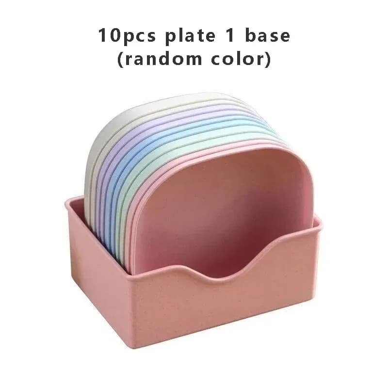 Lot de 10 assiettes carrées légères pour os, bonbons, fruits, biscuits, gâteaux, dîner, vaisselle, a