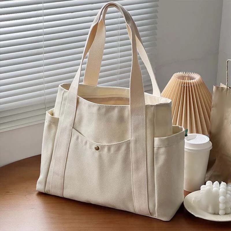 Sac fourre-tout en toile de grande capacité pour femme, sac à main polyvalent pour le travail commpi