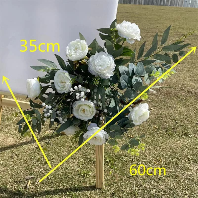 Boule de fleurs artificielles en roses blanches et feuilles de saule vertes, décoration florale pour