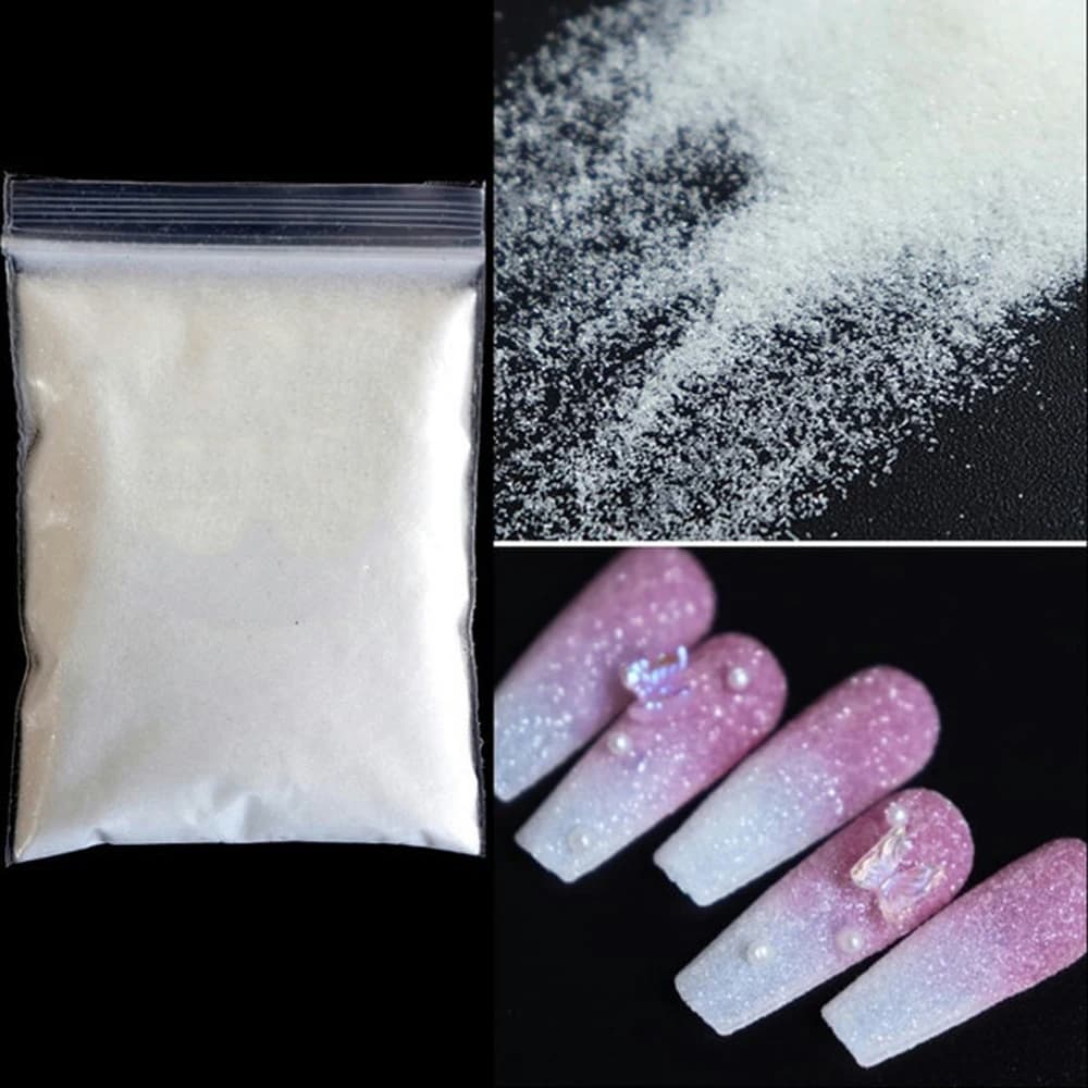 Poudre à paillettes pour ongles, 50g, sucre, blanc, noir, manteau en laine, poudre pour Nail Art, po