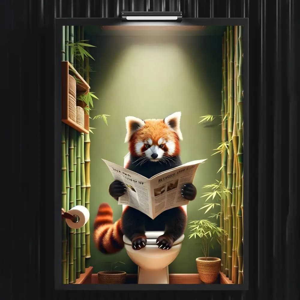 Affiche humoristique d'animaux pour salle de bain, décoration murale autocollante pour la maison, le