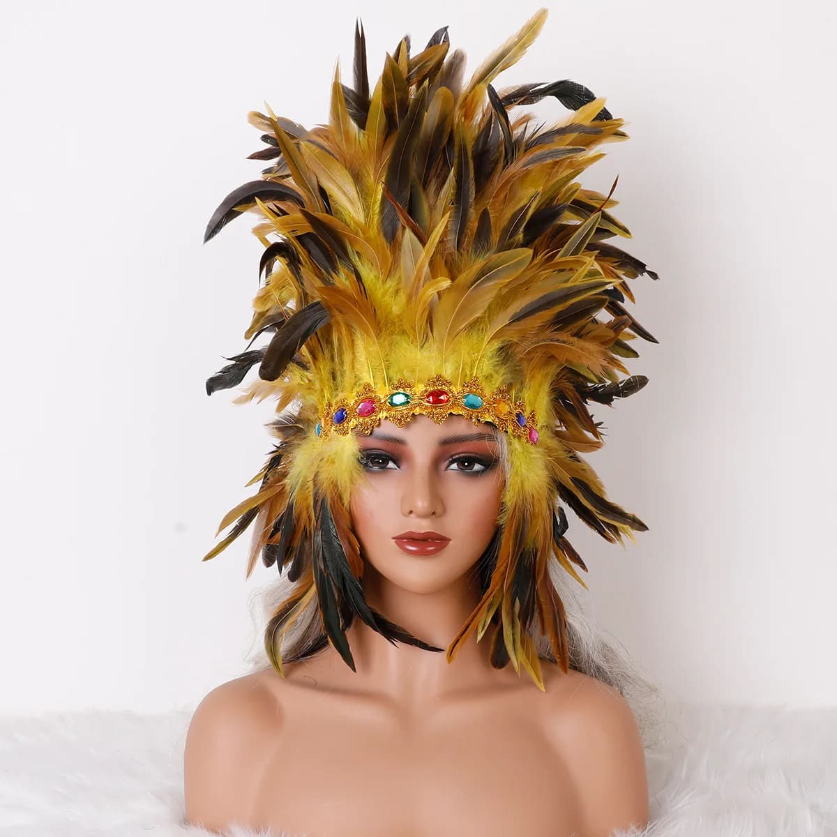 Serre-tête de carnaval 2026 d'inspiration vintage, avec strass et pompons perlés, pour accessoire de